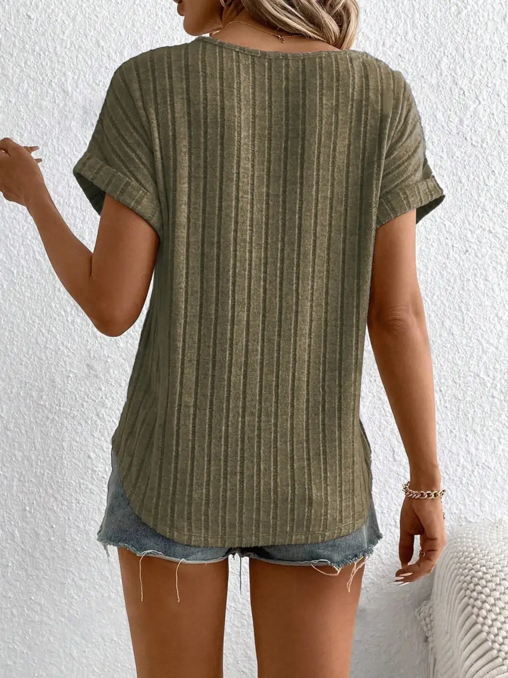 Short-Sleeve Ribbed T-Shirt