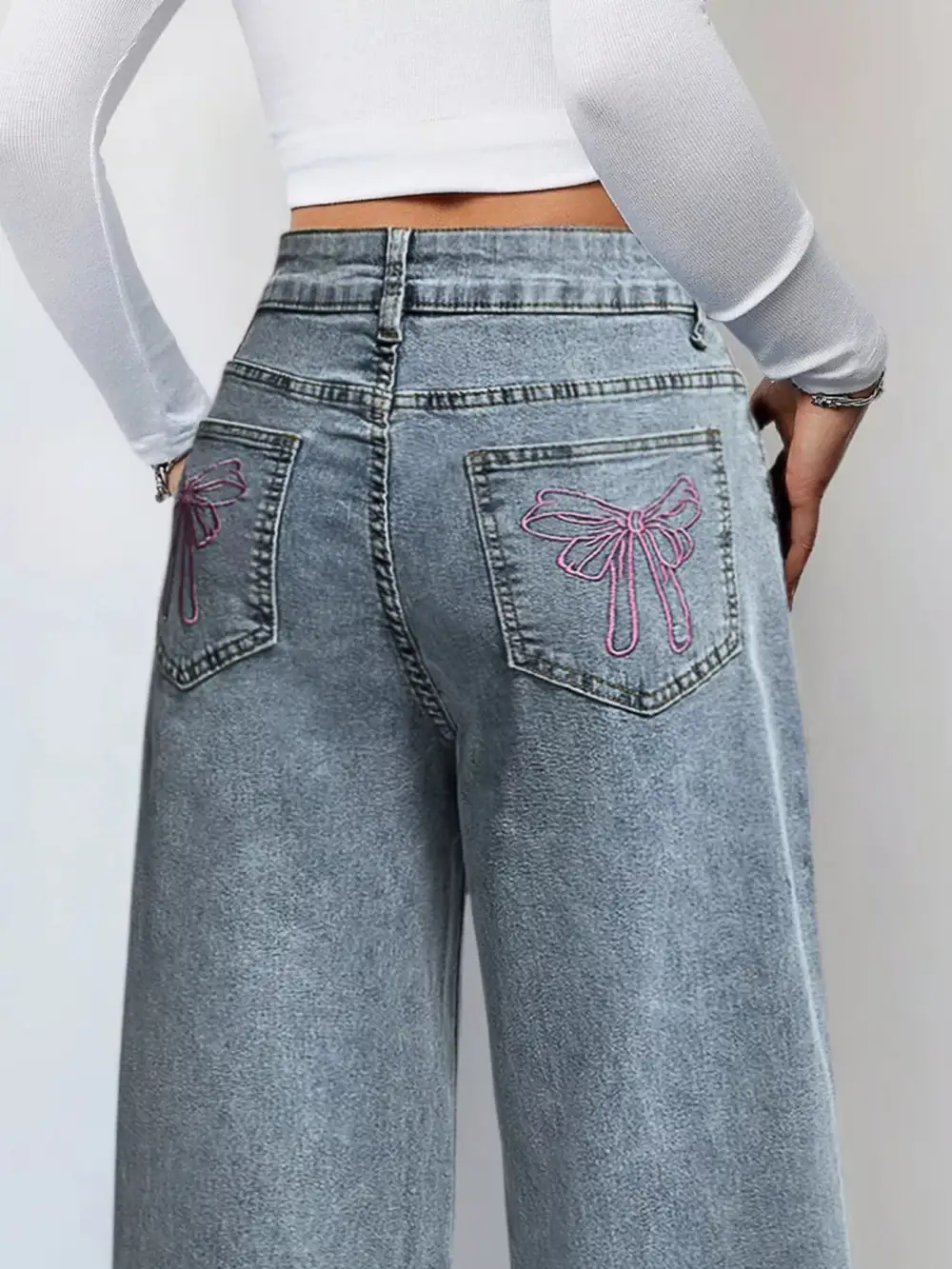 Contoured High Waist Wide Leg Denim Jeans