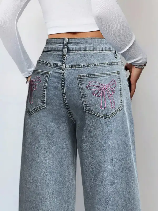 Contoured High Waist Wide Leg Denim Jeans
