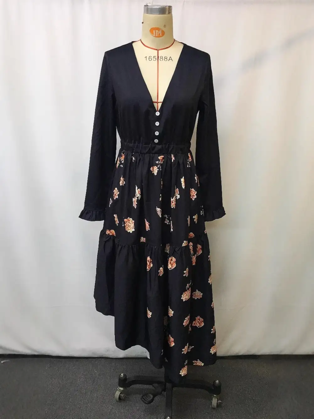Floral Printed Long Sleeve Dress Casual