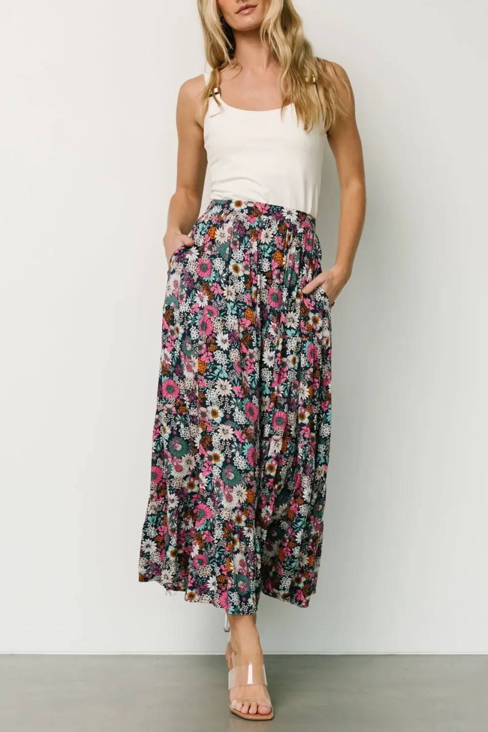 Breathable Lightweight High-Waisted Floral Skirt