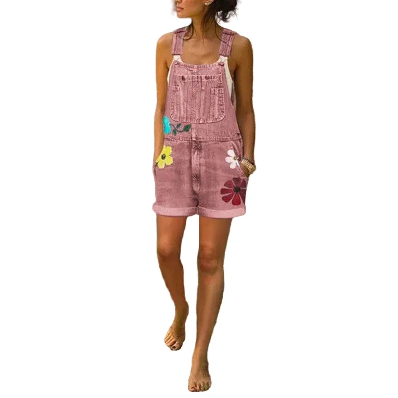 Women' Printed Slim Fit Bib Shorts