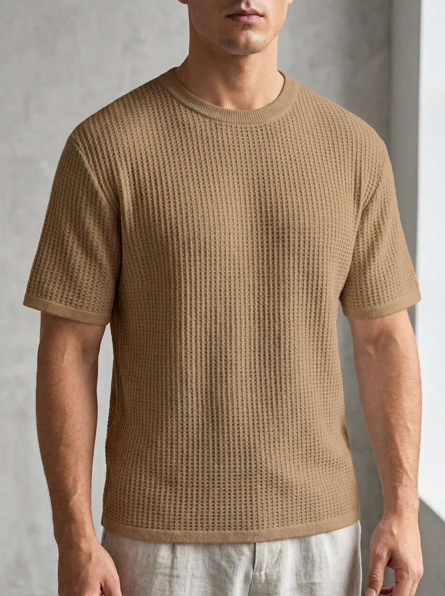 Men's Relaxed Clean-Line Waffle Knit T-Shirt