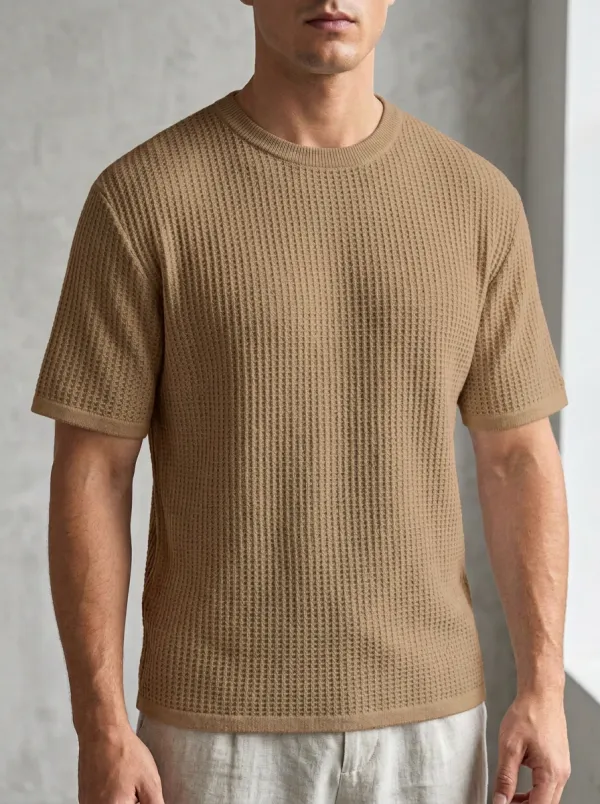 Men's Relaxed Clean-Line Waffle Knit T-Shirt