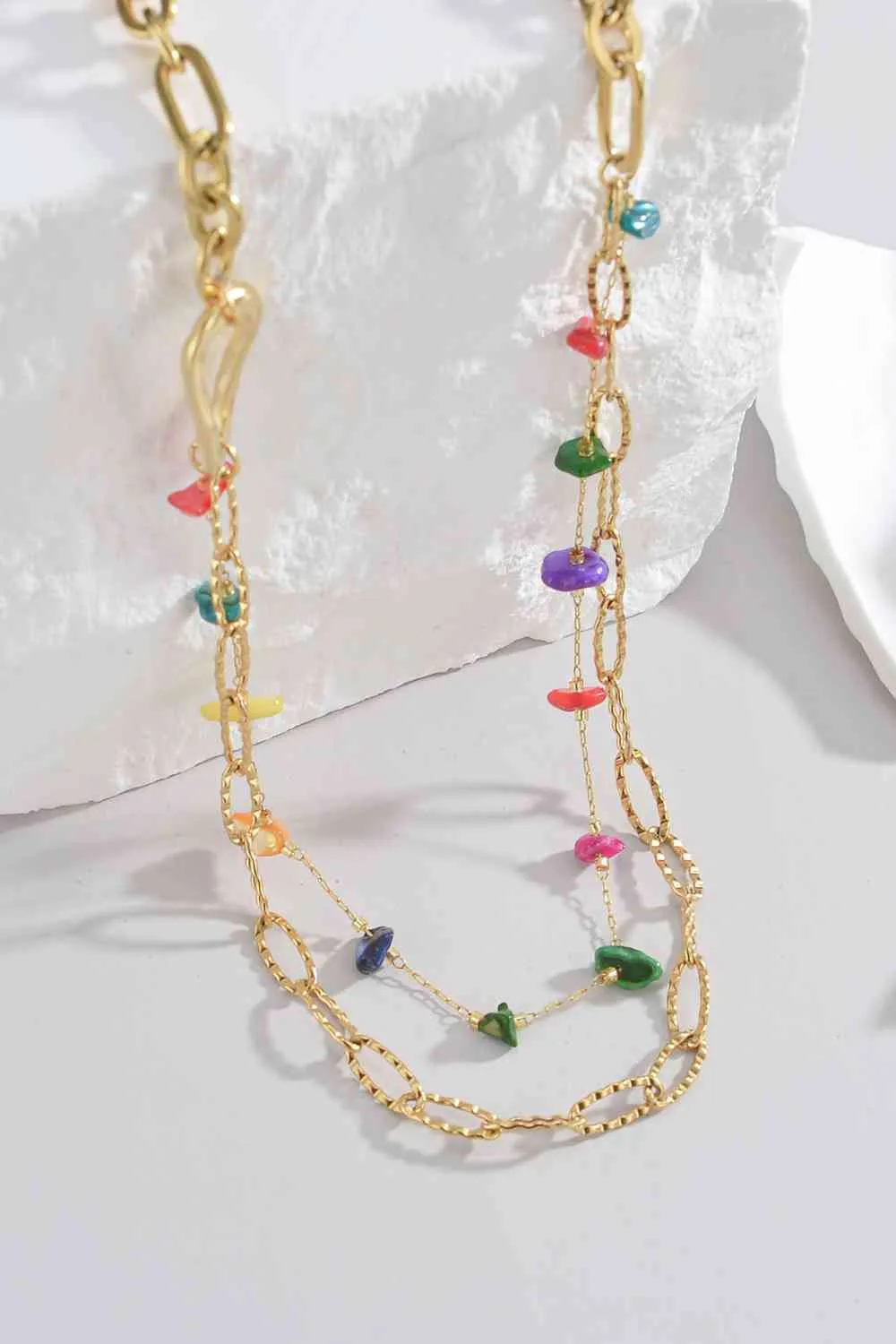 Multicolored Stone Double Layered Necklace