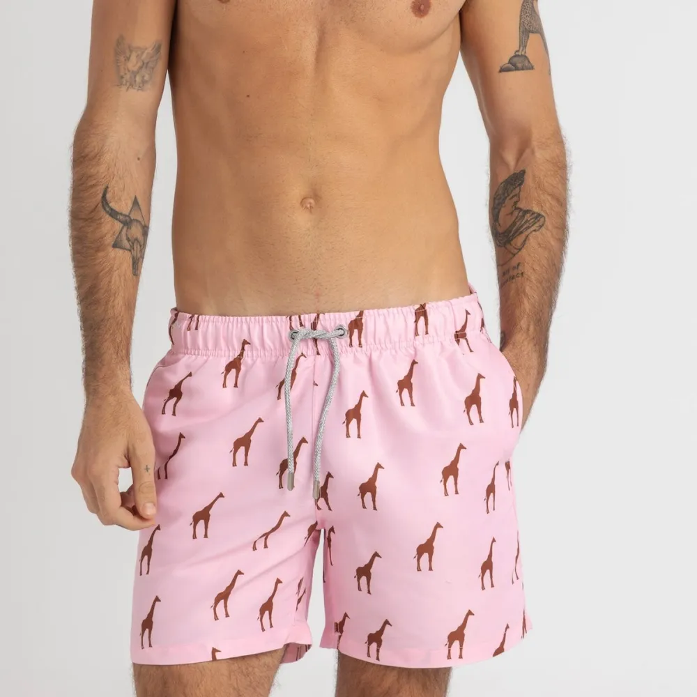 Pink Giraffes Swim Shorts
