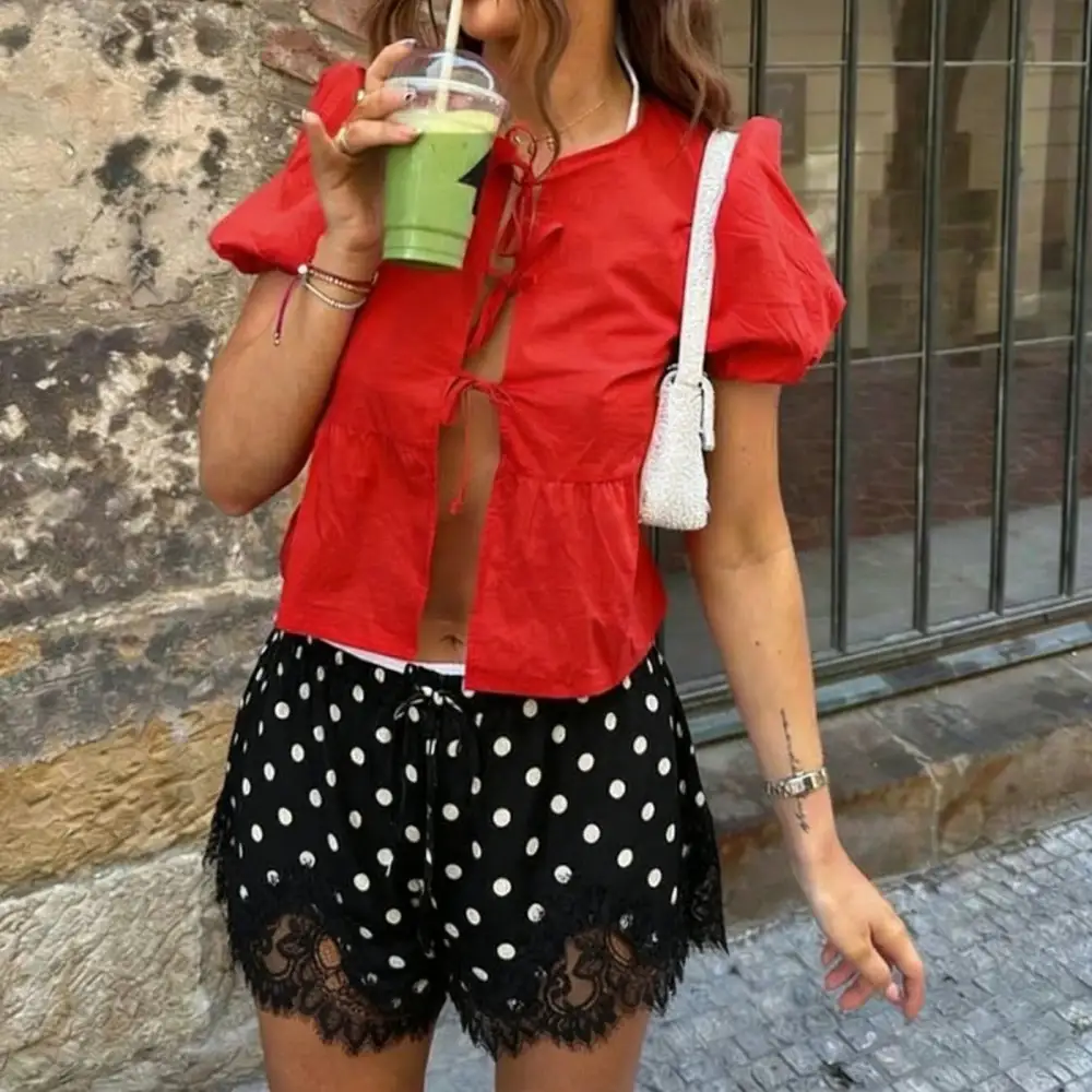 Soft Leather Look Lace Satin Shorts