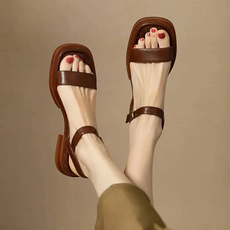 Wraparound Slingback Open-Toe Flat Sandals