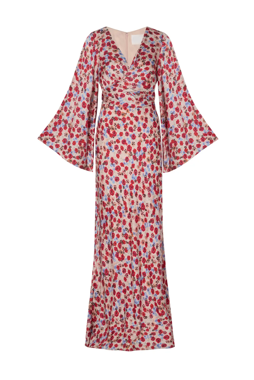 Floral Print Flutter Sleeve Wrap Maxi Dress