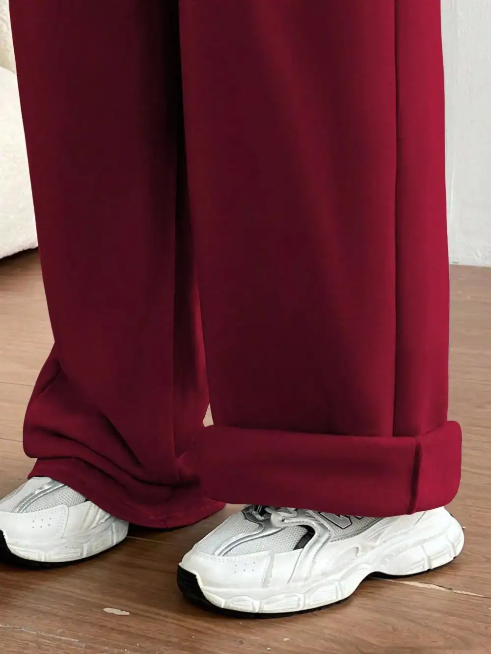 High-Waist Wide-Leg Drawstring Pocketed Sweatpants
