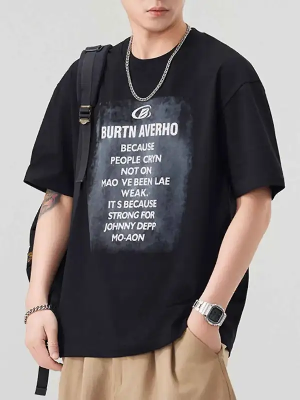 Relaxed Letter Round Neck Short Sleeve T-Shirt