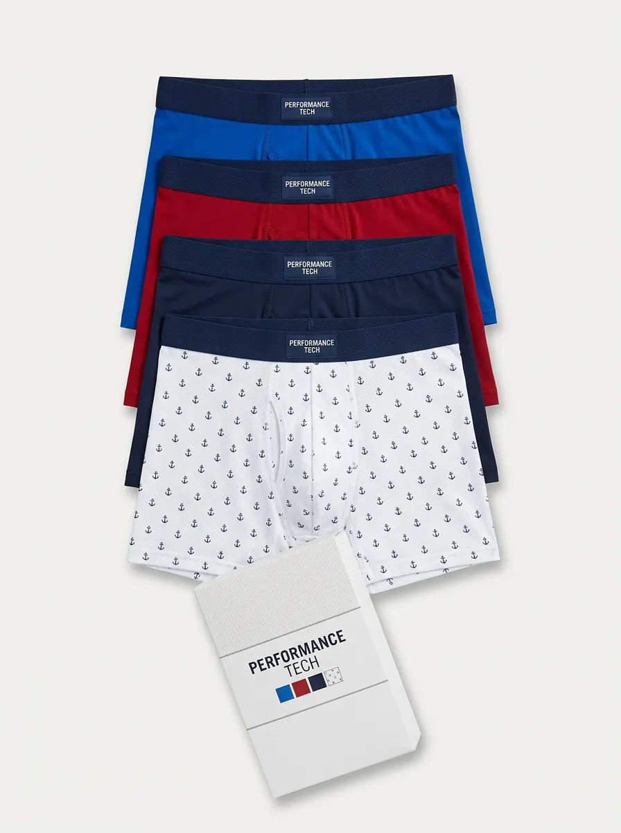 Easy-Wear Classic Look Men' Four Pack Boxer Briefs