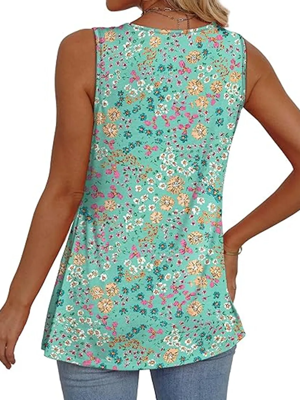 Womens Tank Tops 2025 Flowy Peplum Tops For Women Dressy Sleeveless V Neck Babydoll Tank Tops