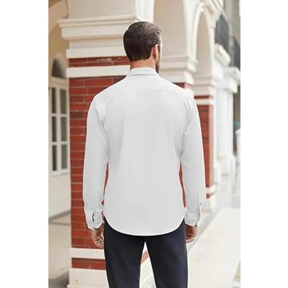 Men's Shirt Wrinkle Free Dress Shirt Long Sleeve Button Menswear