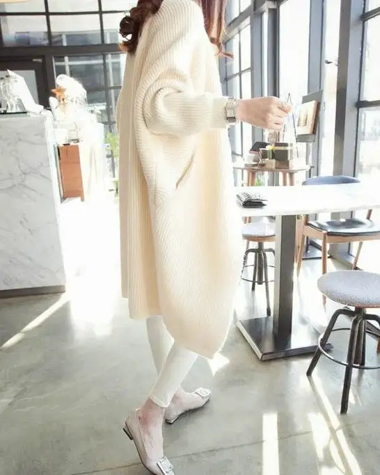 Polyester-Blend V-Neck Longline Relaxed-Fit Cardigan