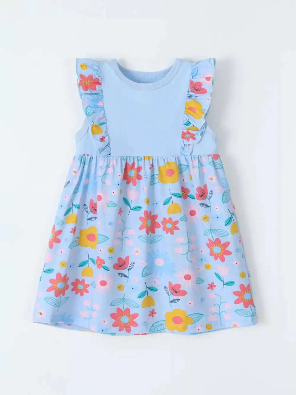 Girls Ruffled Floral Print Dress
