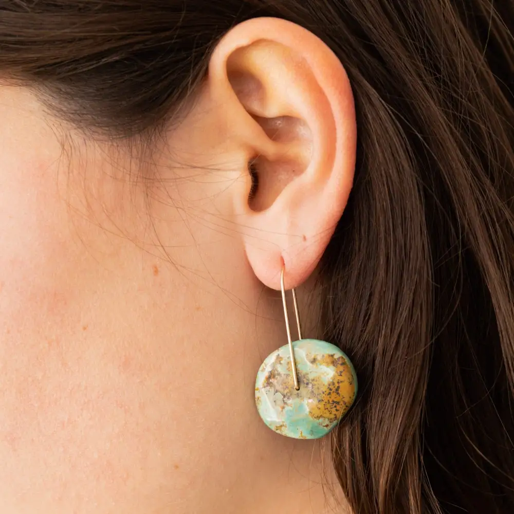 Turquoise Hanging Disc Earrings