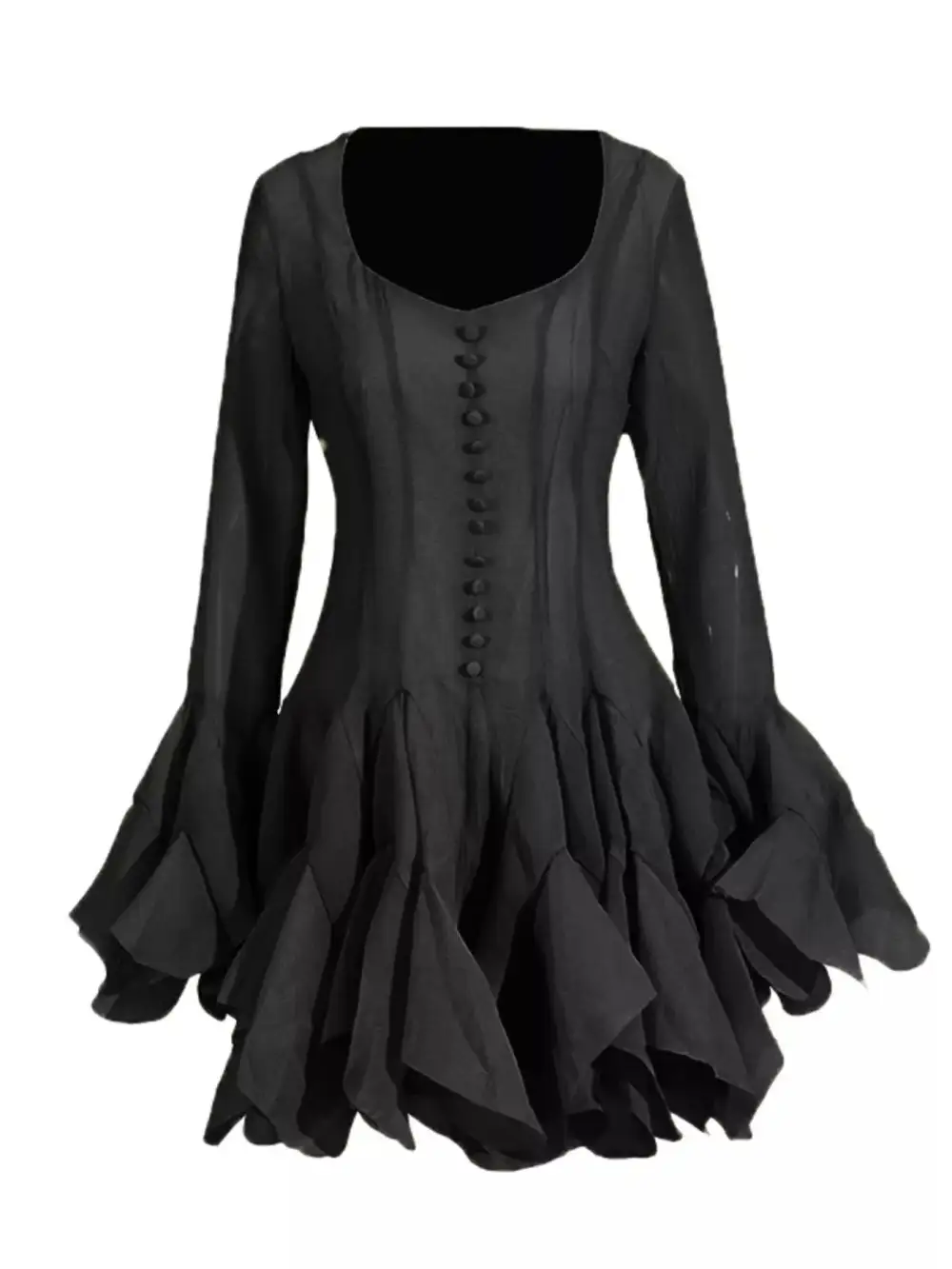 Ruffled Flare Sleeve Mini Dress