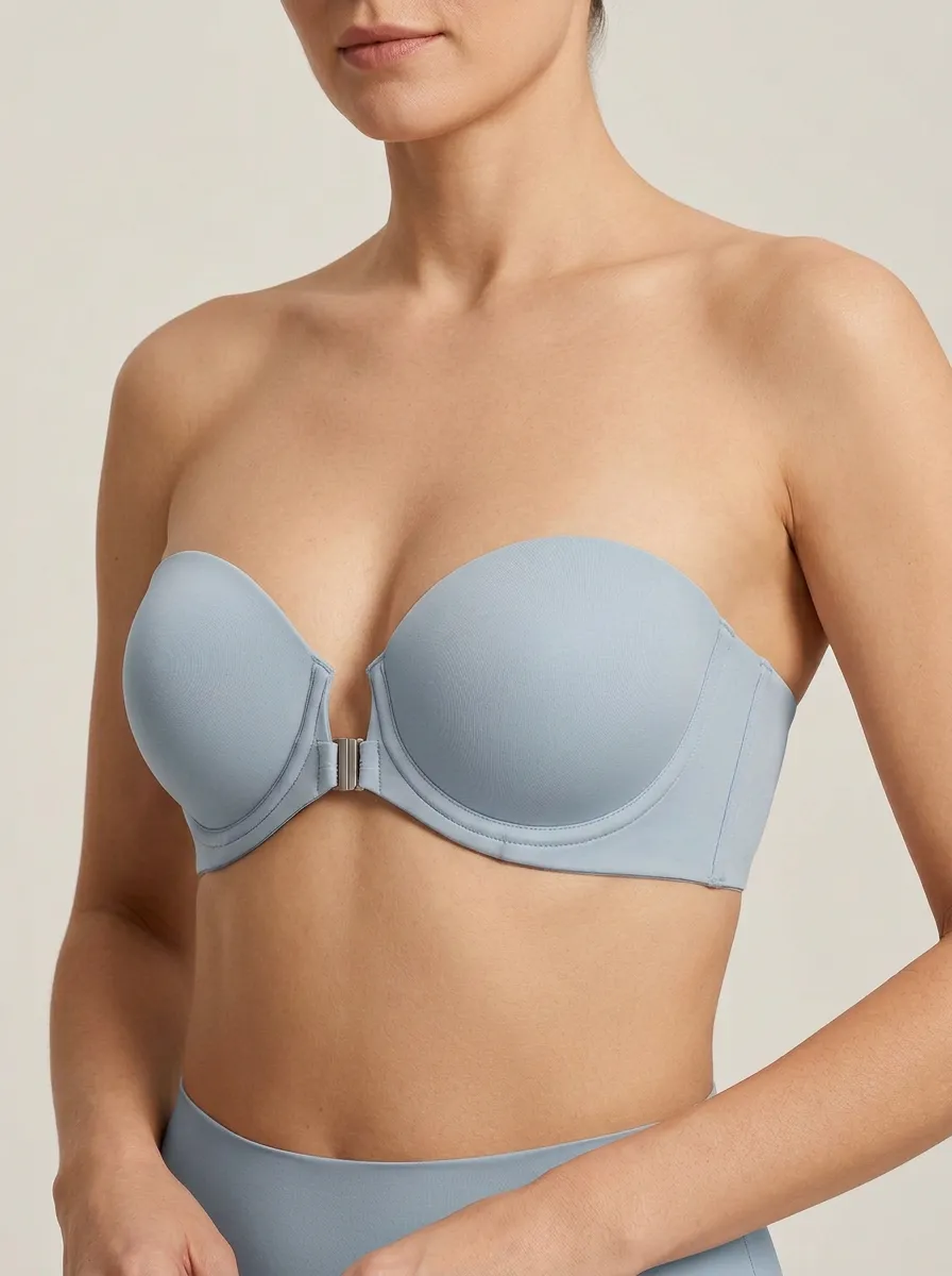 Women's Structured-Cup Secure-Fit Front-Closure Strapless Bra