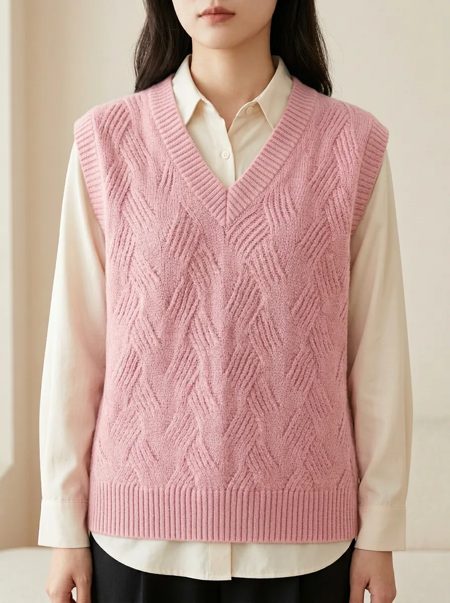Preppy Cable Vneck Sweater Vest
