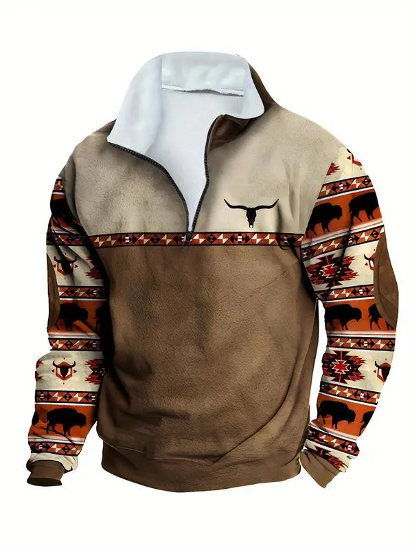 Men’s Ethnic Pattern Zip-Up Fleece Hoodie – Warm. Stylish. One-of-a-Kind. 🔥 Limited-Time Offer — 40% OFF This Week Only!