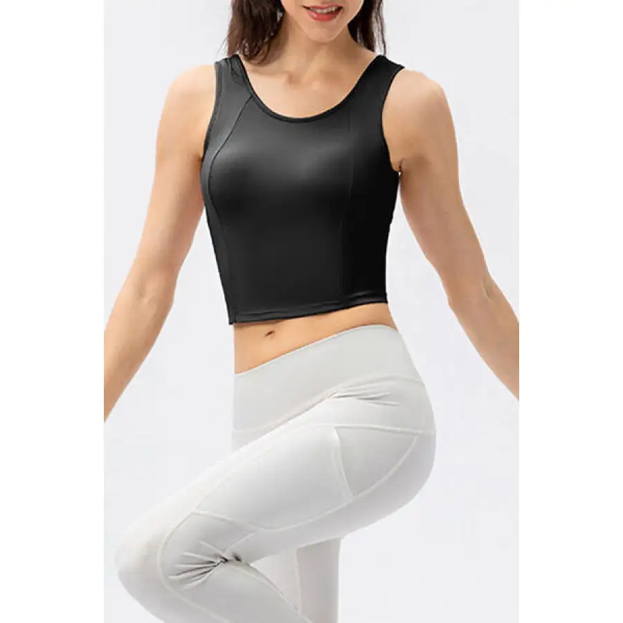 Wide-Strap Round-Neck Active Tank Top