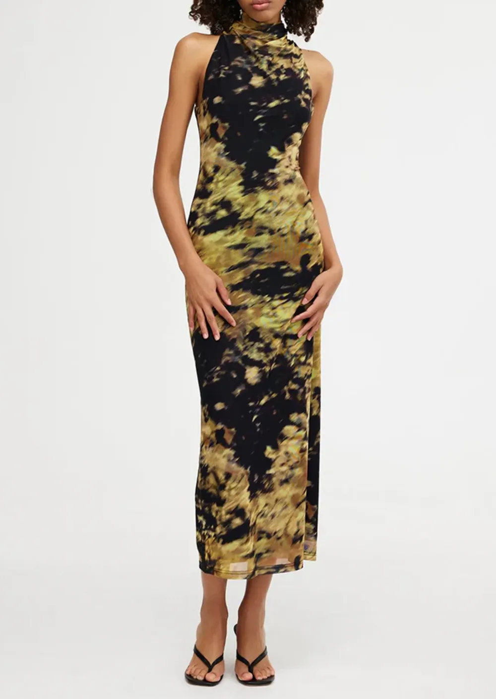 SLIT SLEEVELESS MIDI DRESS