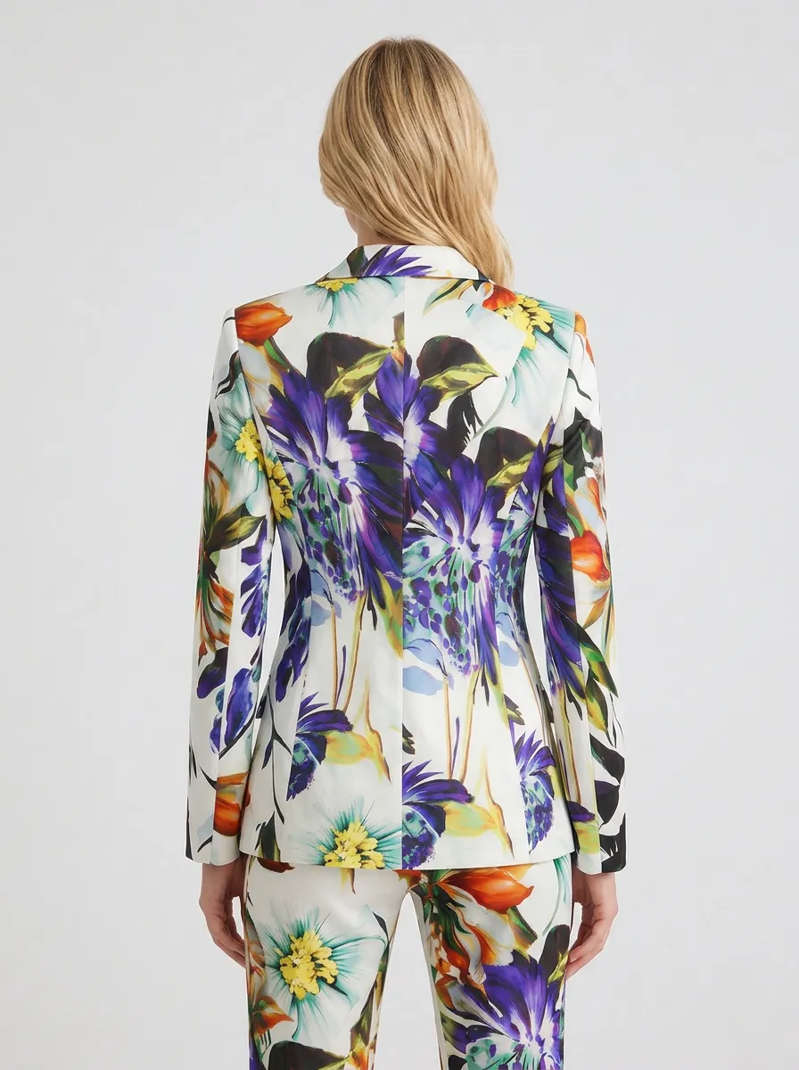 Women's Floral Art Vibrant Botanical Printed Blazer