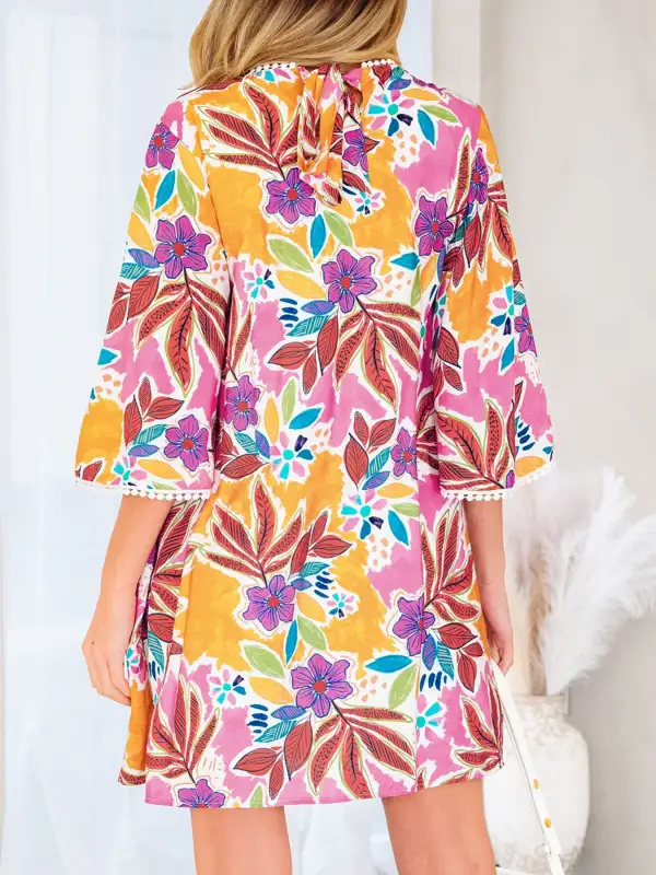 Floral Printed Lace Mini Dress