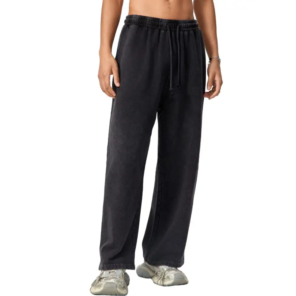 Stone Washed Straight Leg Men's Jogger Pants