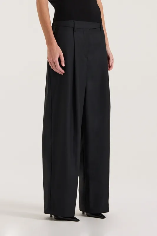 Black Relaxed Low-Rise Trouser