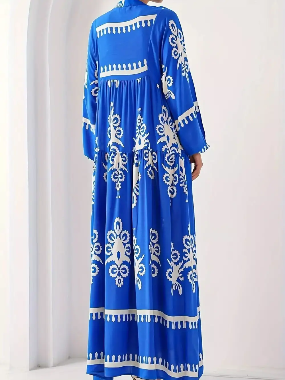 Printed Long Sleeve Maxi Dress