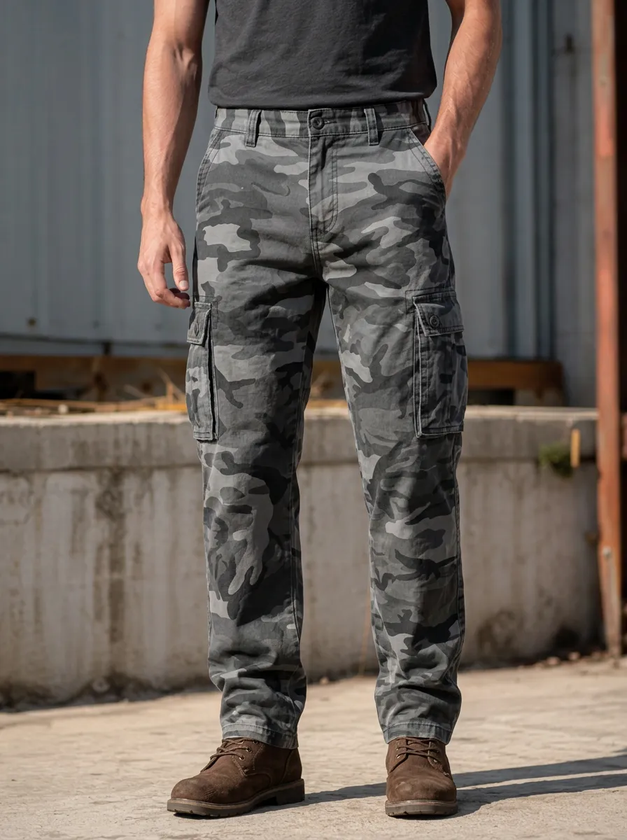 Men's Field Urban Camo Multi-Pocket Straight Leg Cargo Pants