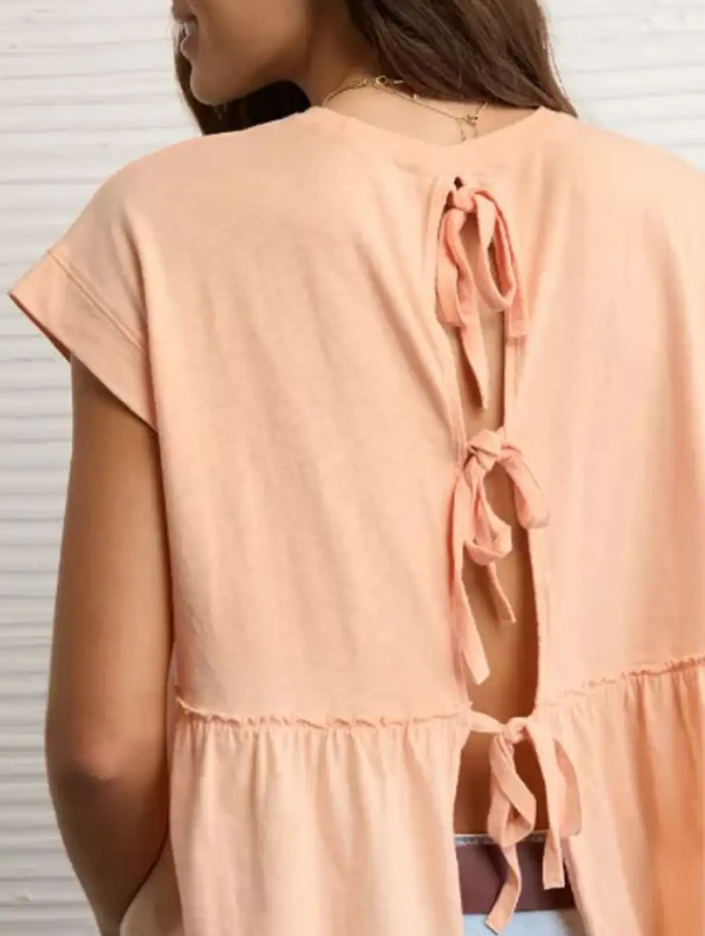 Babydoll Style Thin Top With Back Tie