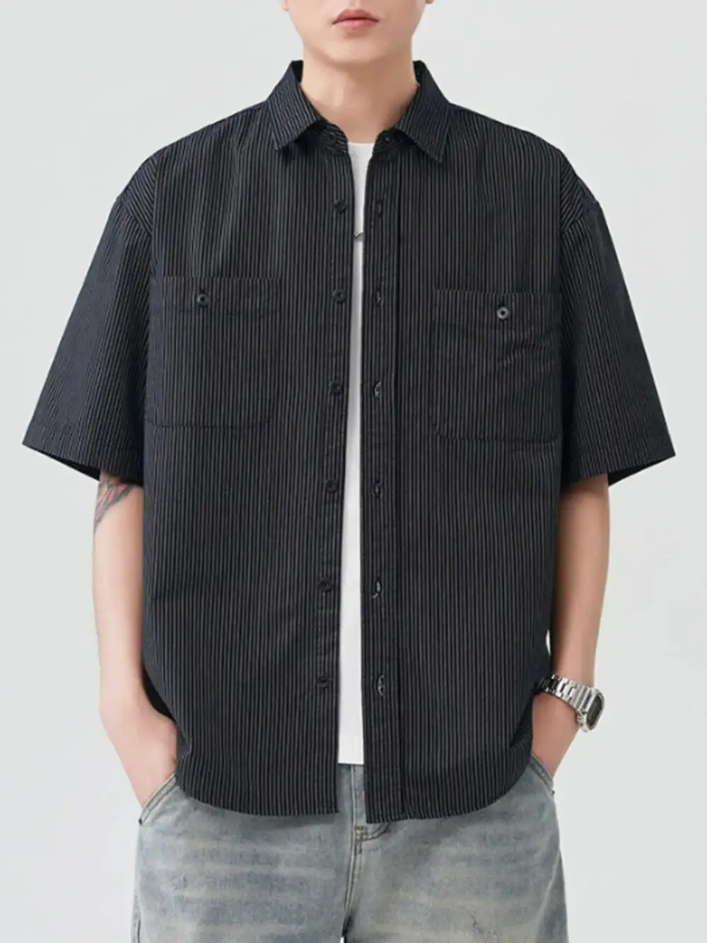 Striped Short Sleeve Casual Shirt