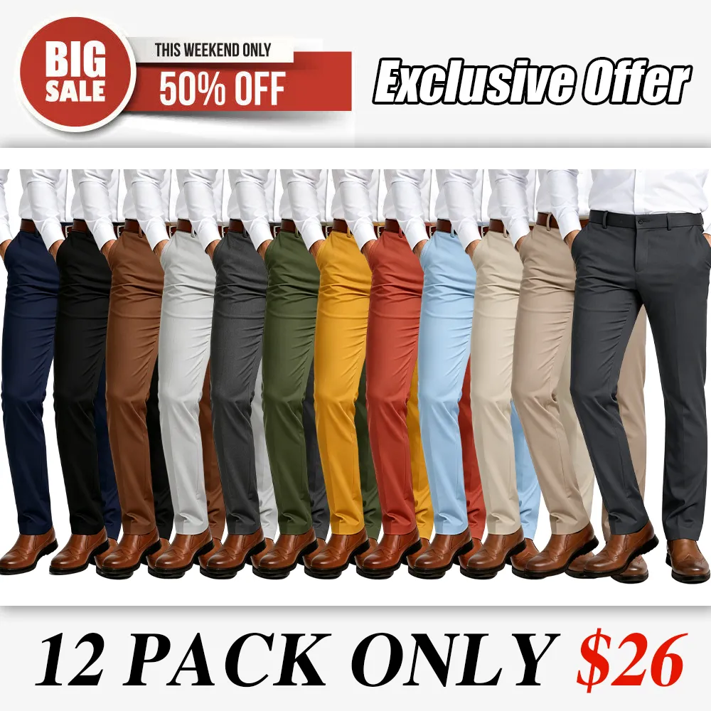 🔥 Men's Flex Stretch Slim Fit Pants | Casual Dress Pants (As low as $1.50 each!)