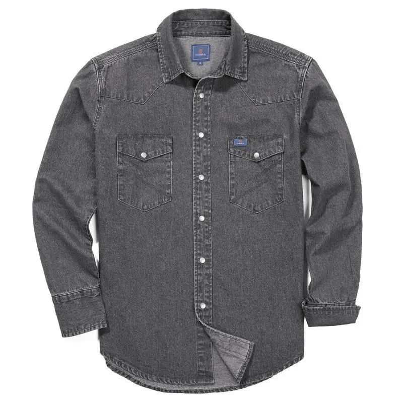 🔥SEPTEMBER  HOT-SALE 🔥Men's Long Sleeve Stone-Washed and Pre-Washed Denim Work Shirt
