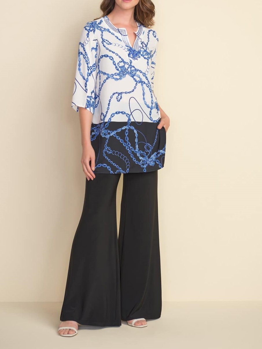 White and Blue Abstract Print Tunic