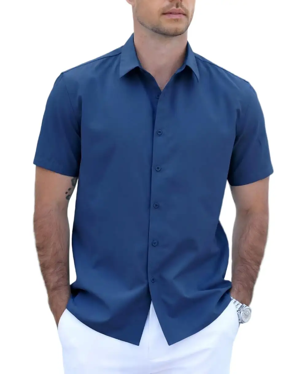Casual Button Down Short Sleeve Dress Shirt