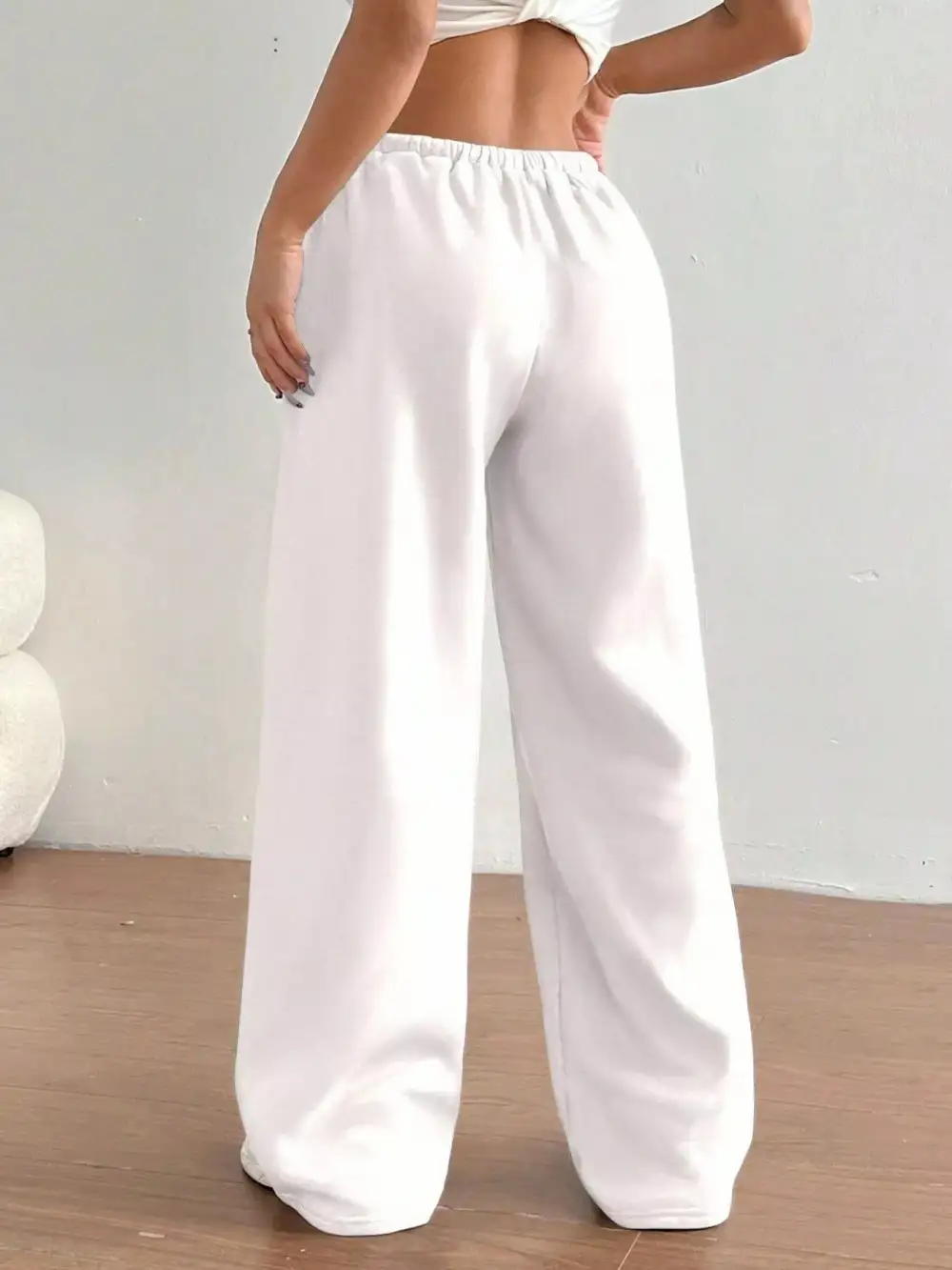 High-Waist Wide-Leg Drawstring Pocketed Sweatpants