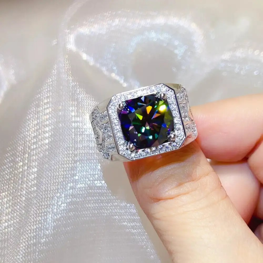 Gleaming Sterling Silver Moissanite Ring