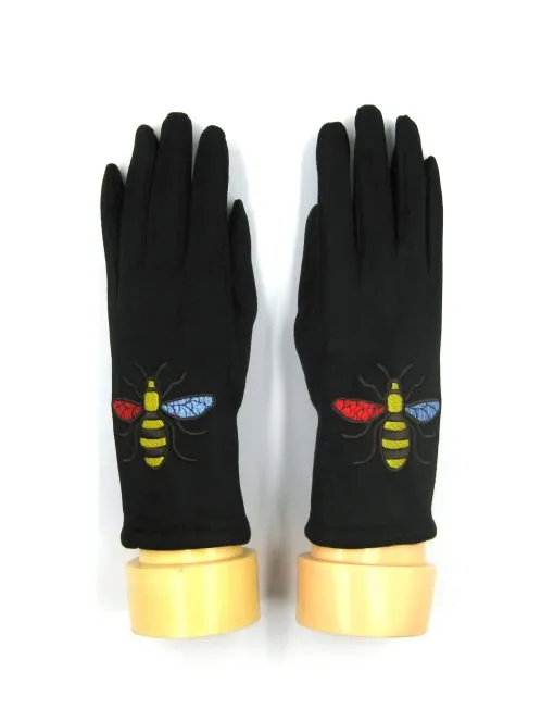 Bee Embroidered Winter Gloves
