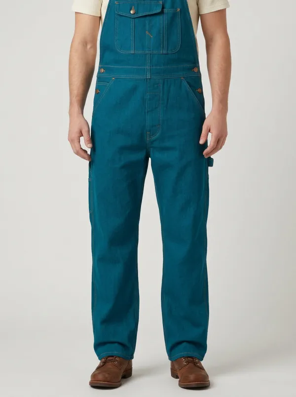 Men's Vintage Style Dark Denim Bib Overalls