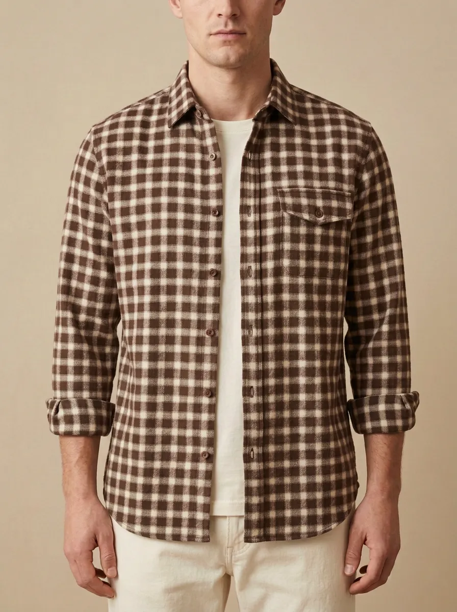 Modern Plaid Long-Sleeve Men's Long-Sleeve Shirt
