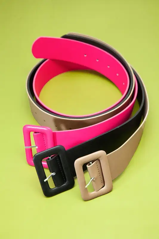 Wide Square Buckle Belt