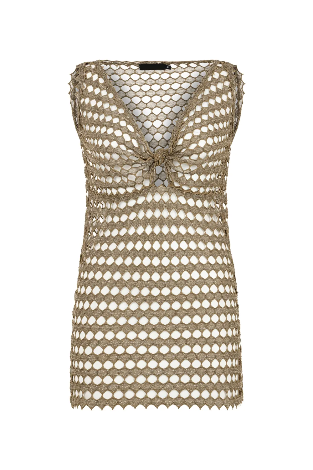 V-Neck Mini Dress-Brown