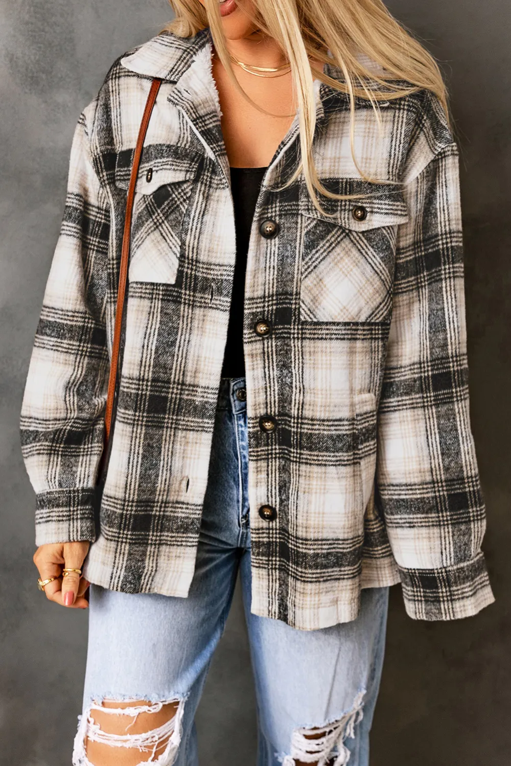 Plaid Color Block Patchwork Shirt Jacket