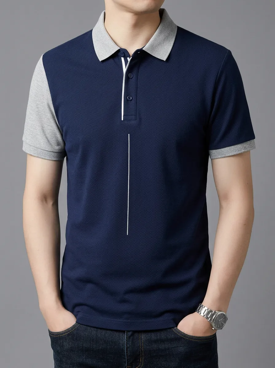 Men's Smart- Colorblock Vertical Stripe Polo Shirt