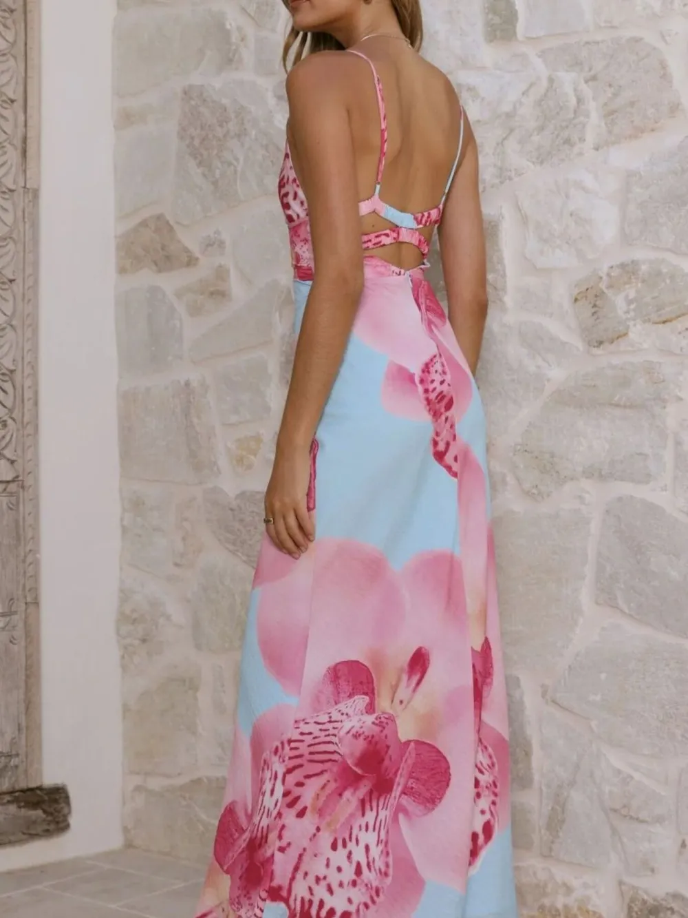 Sleeveless Floral Printed Midi Dress