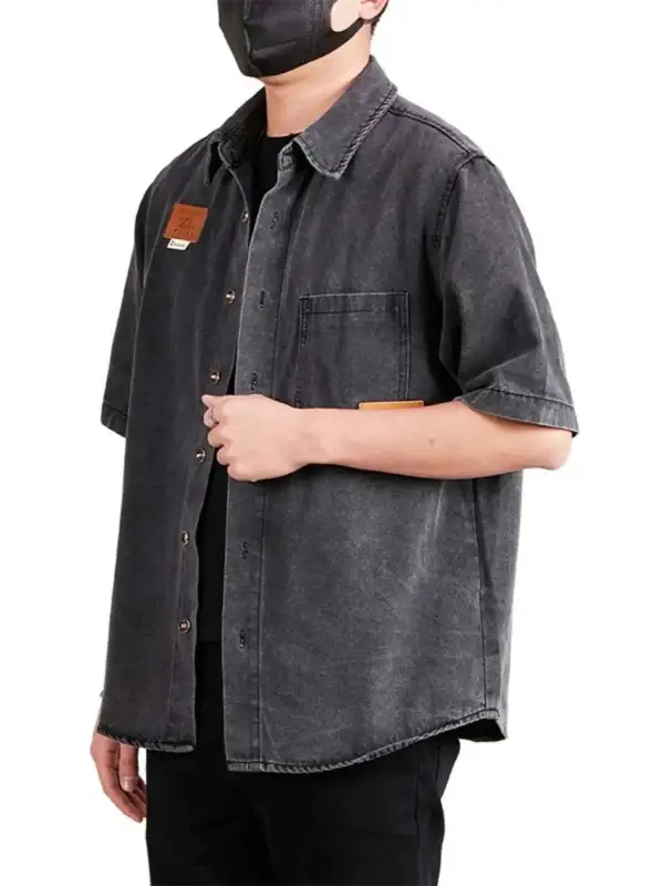 Button Up Half Sleeve Denim Shirt